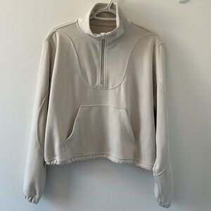 Lululemon Brushed Softstreme Ribbed Half Zip, Size 10, White Opal